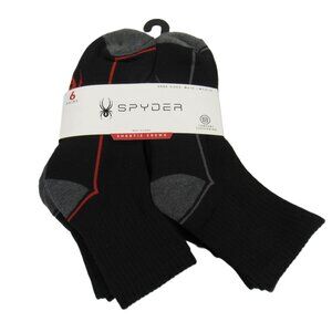 SPYDER Men's Comfort Cushion Shortie Crew Socks 6 Pack Black One Size